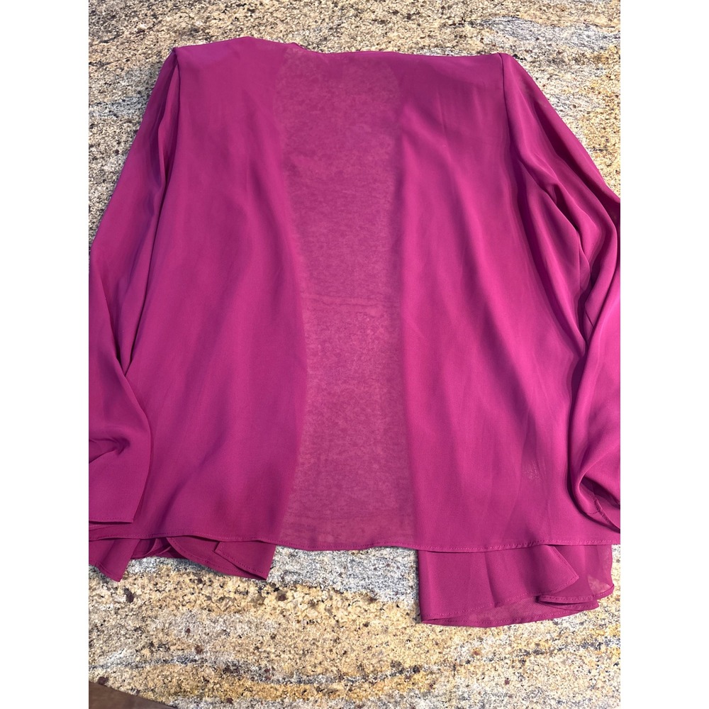 SLNY Womens Plum Purple Beaded Tiered Dress Jacket 2-piece Set Size 14 - Picture 13 of 13
